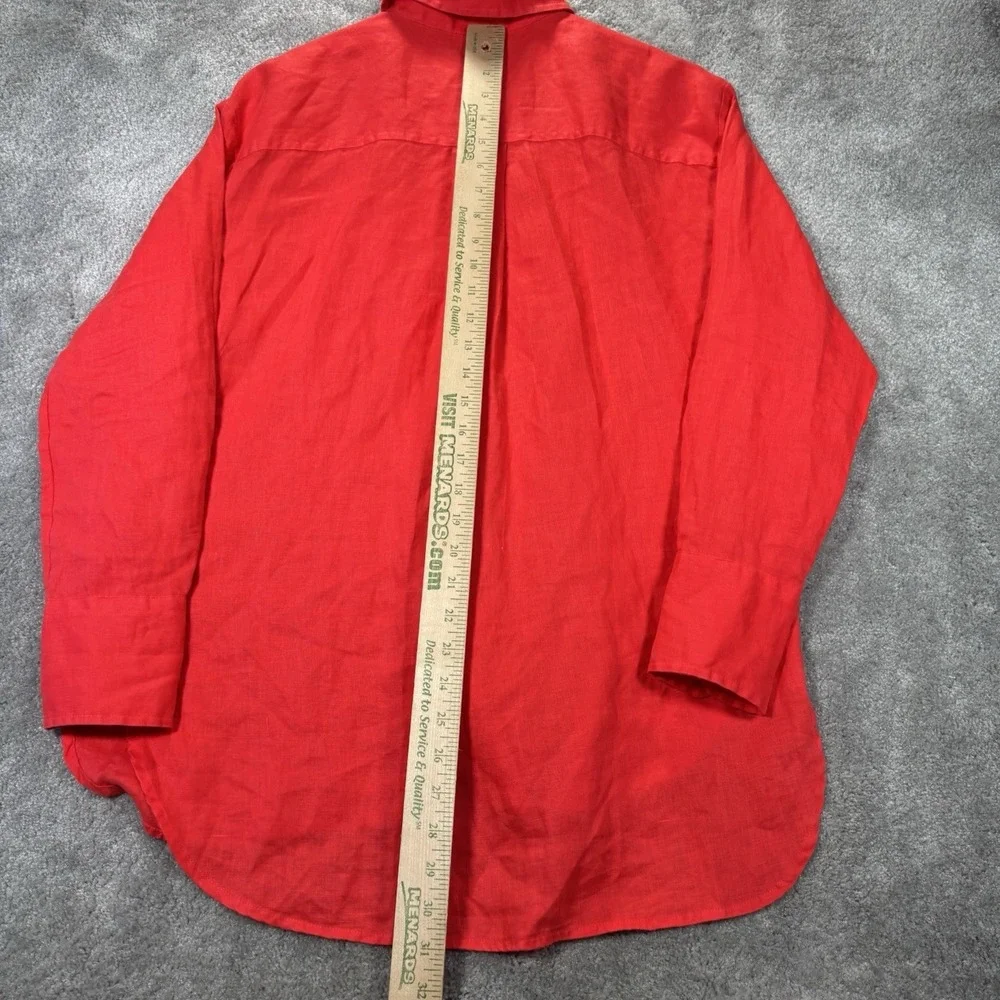 Banana Republic Shirt Mens XS Red 100% Linen Long Sleeve Button Up
